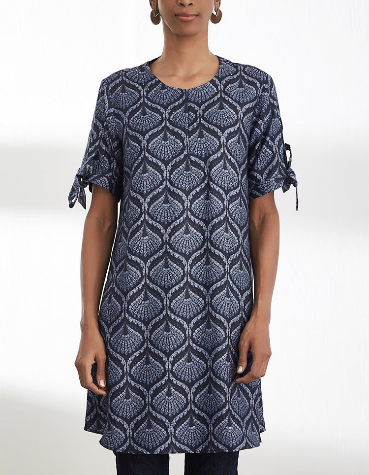 Midnight Blue Printed Short Tunic