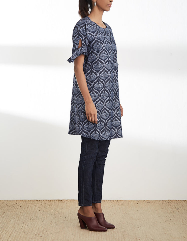 Midnight Blue Printed Short Tunic