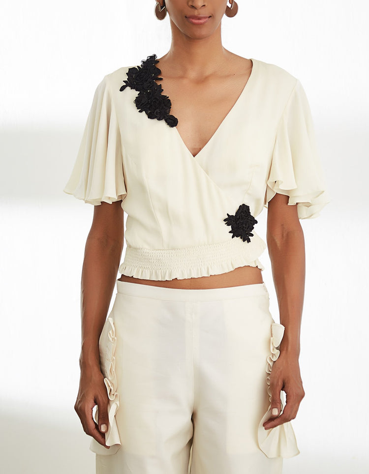 Ivory V Neck Top