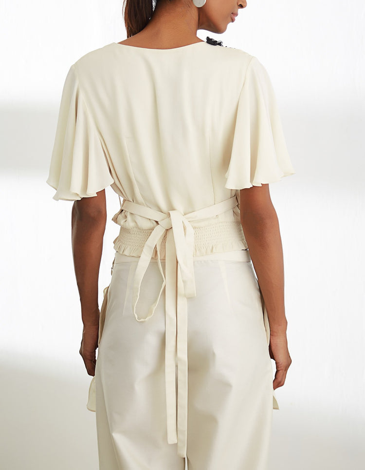 Ivory V Neck Top
