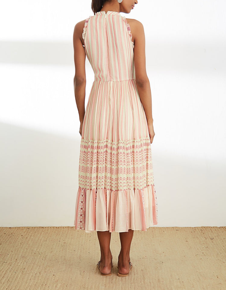 Ivory and Pink Mid Length Dress