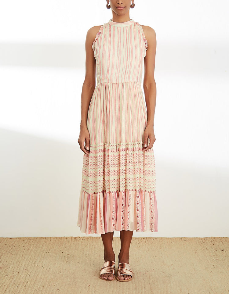 Ivory and Pink Mid Length Dress