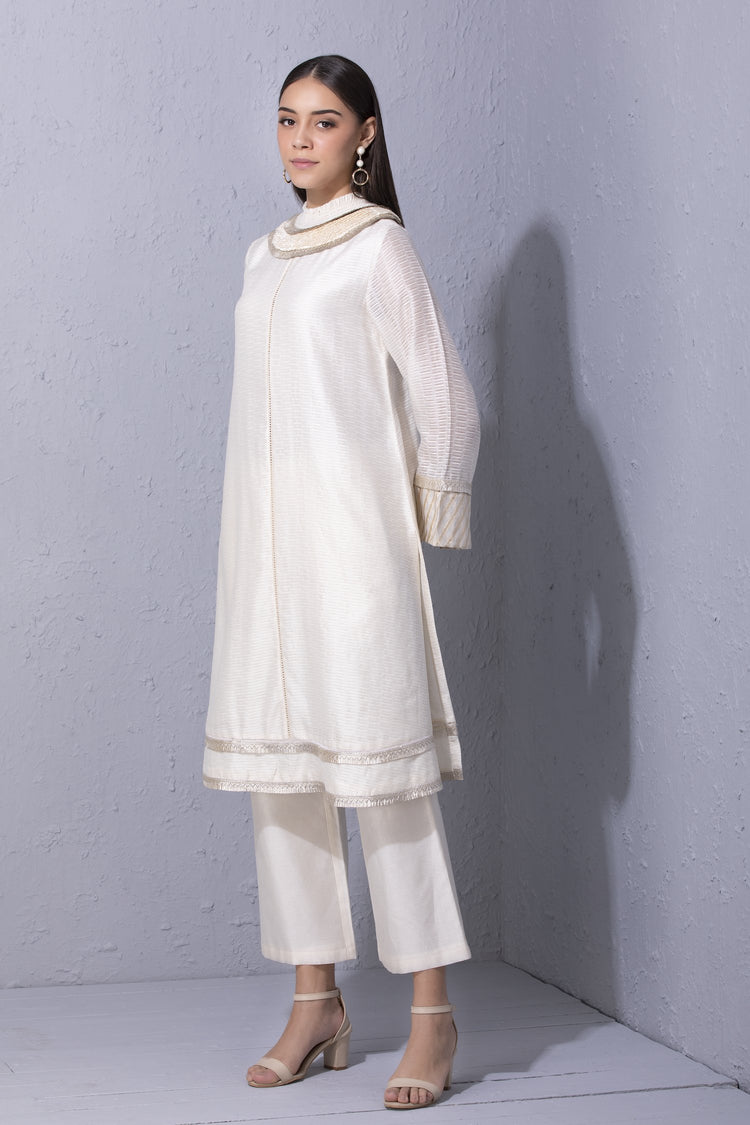 Gota Edge Ivory Cutwork Detailed Kurta