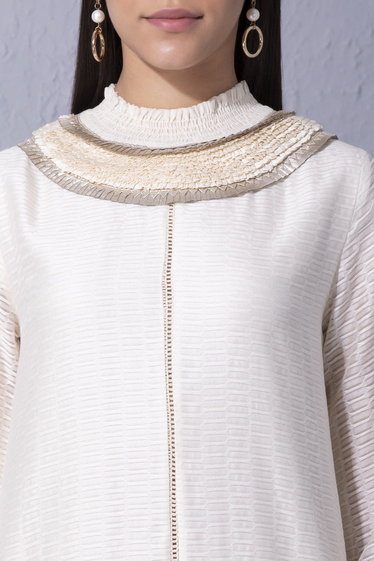 Gota Edge Ivory Cutwork Detailed Kurta