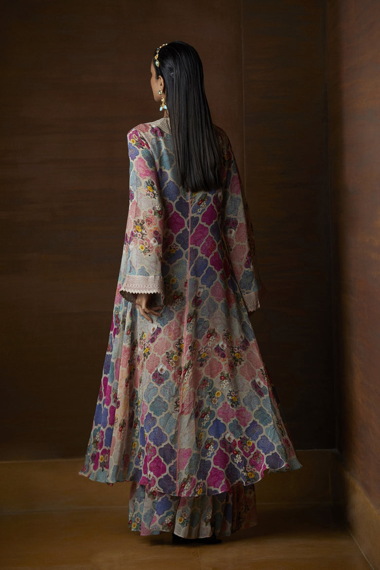 Moroccan Touch Printed Overlay & Sharara Set