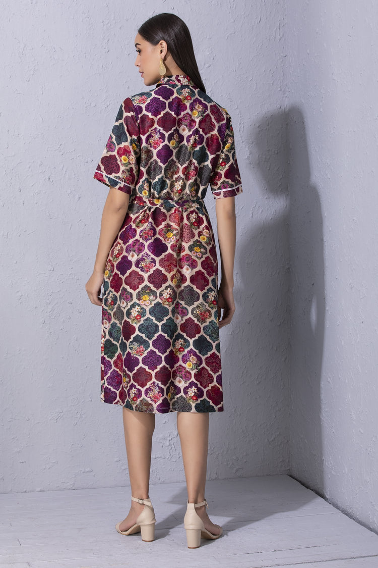 Moroccan Touch Printed Shirt Dress