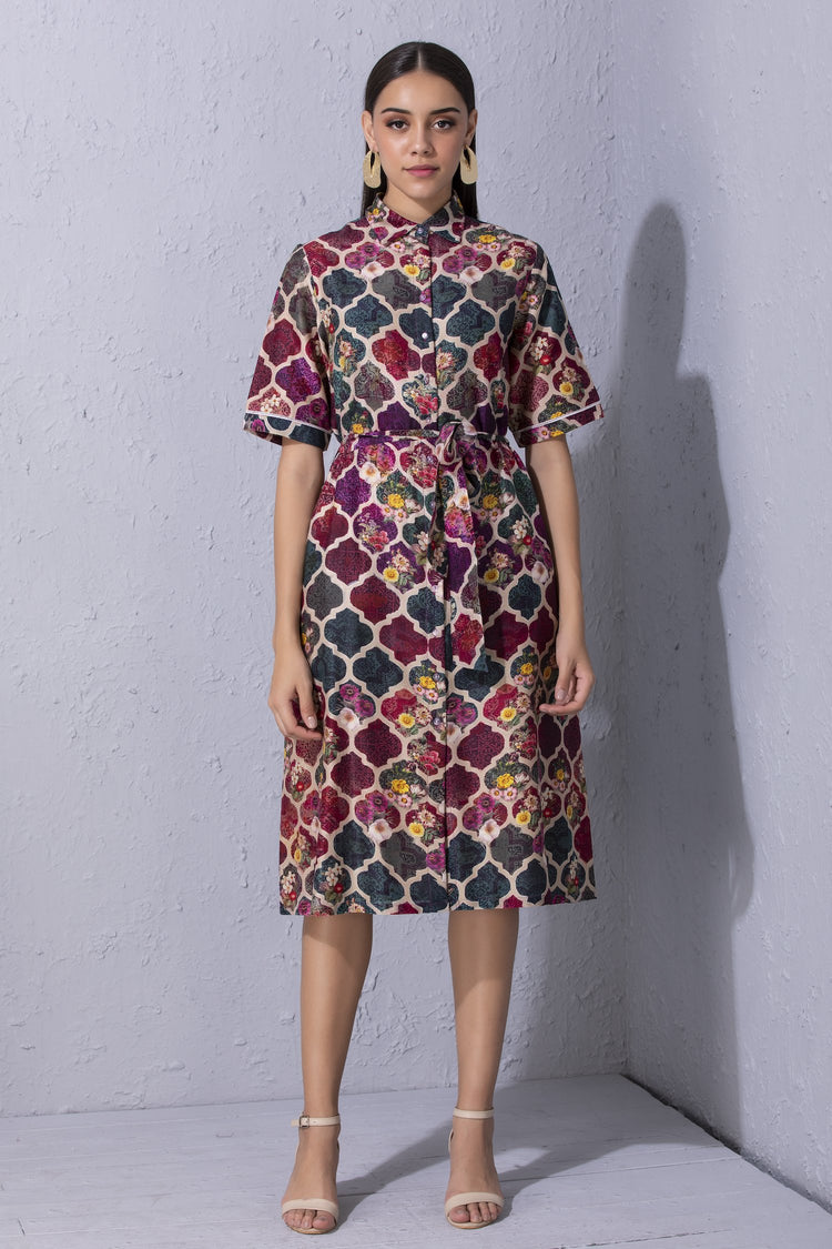 Moroccan Touch Printed Shirt Dress