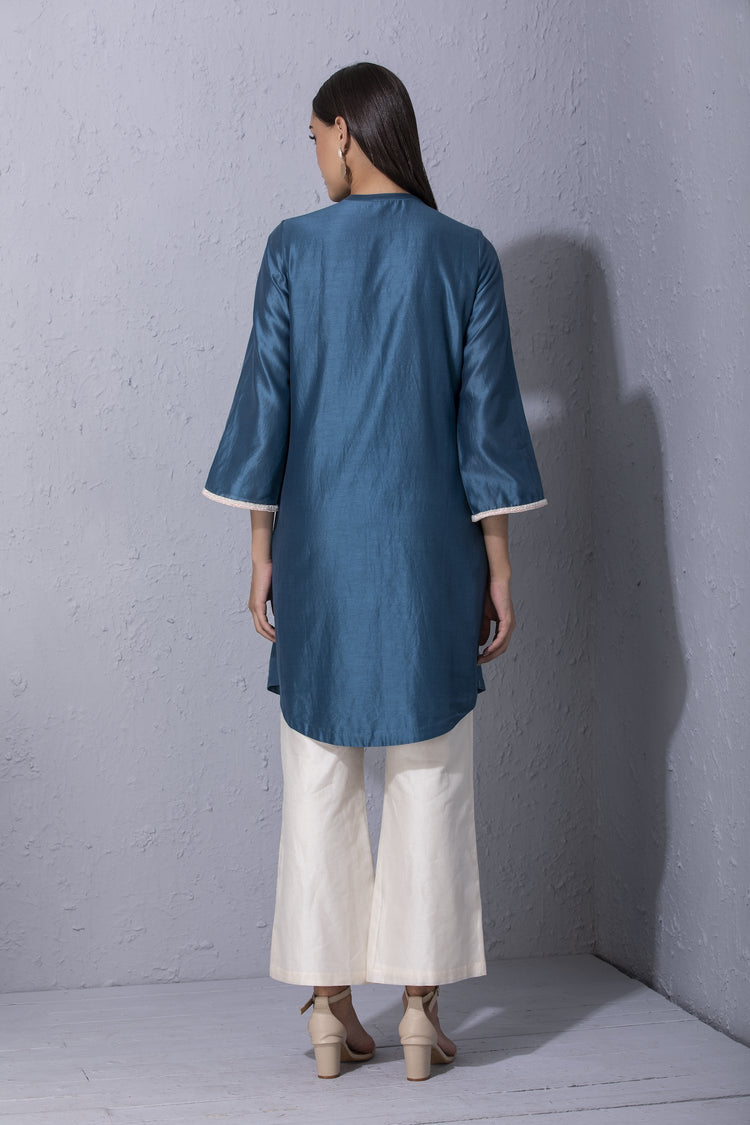 White Garden Front open Kurta Set
