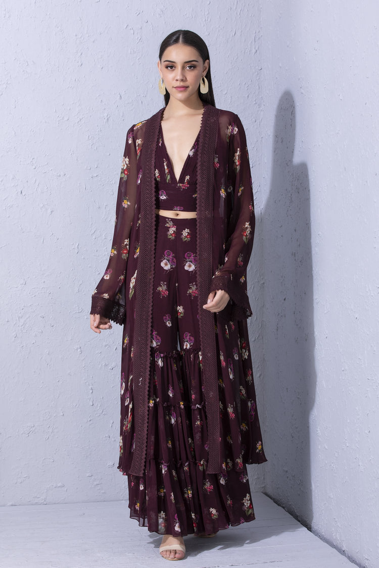 Signature Varun Bahl Printed Floral Overlay Set