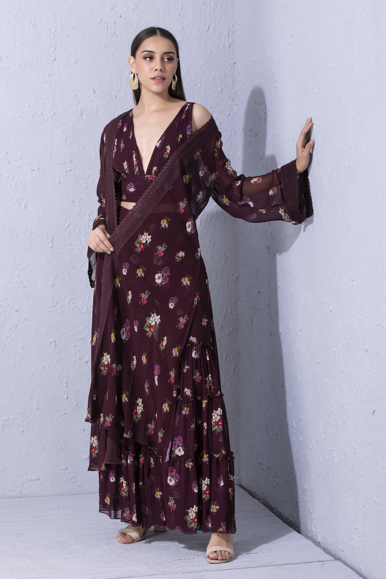 Signature Varun Bahl Printed Floral Overlay Set