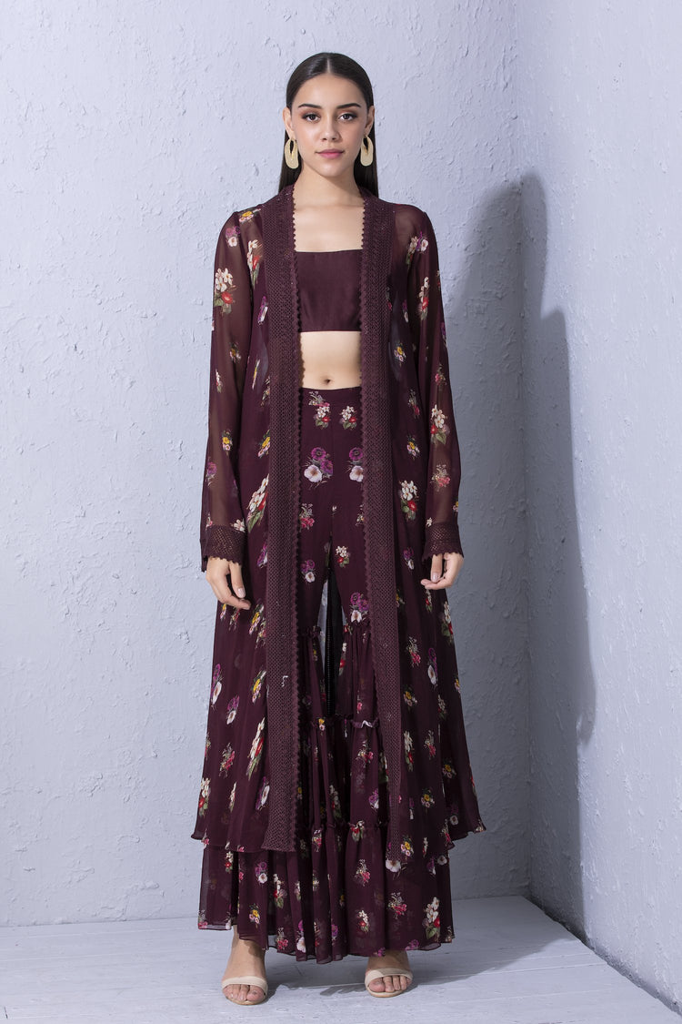 Signature Varun Bahl Printed Floral Overlay Set