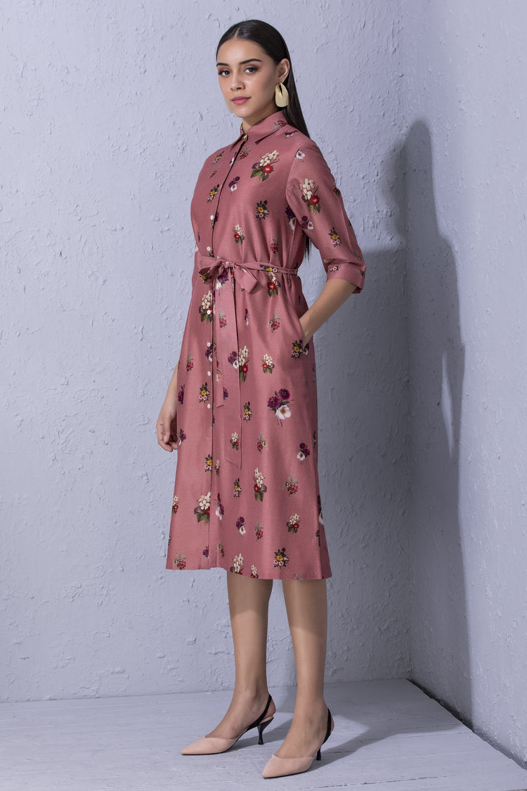Signature Varun Bahl Floral Printed Shirt Dress