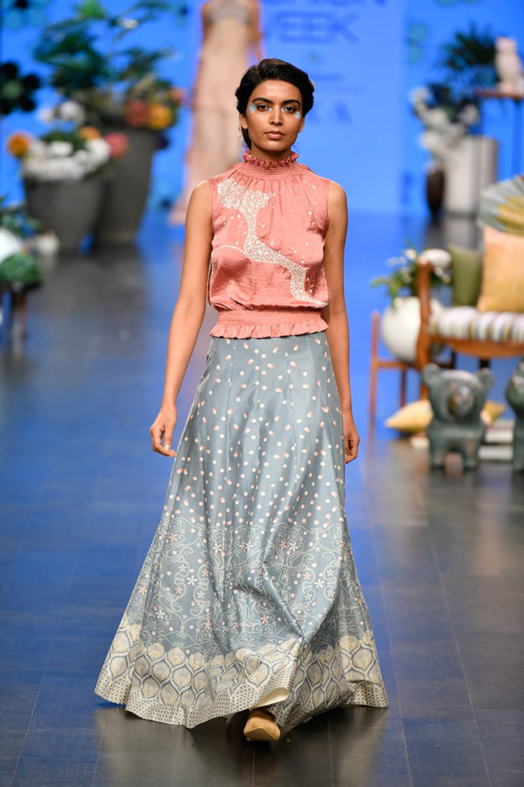 Duckegg Digital Print Kalidaar Lehenga With Top