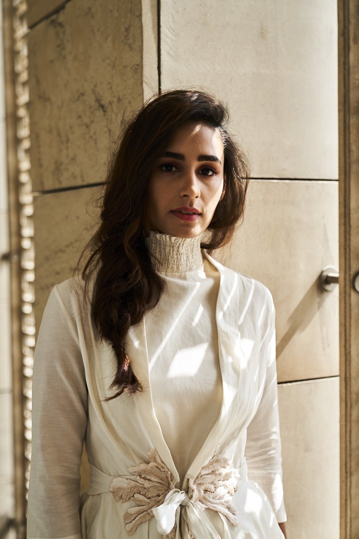 Ivory Chanderi Jacket Set