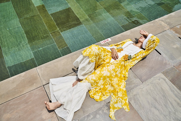 Yellow and Ivory Jacket Set