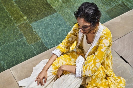 Yellow and Ivory Jacket Set