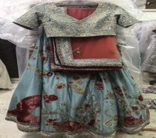 RAW SILK VELVET APPLIQUE WORK LEHNGA CHOLI WITH DUPATTA
