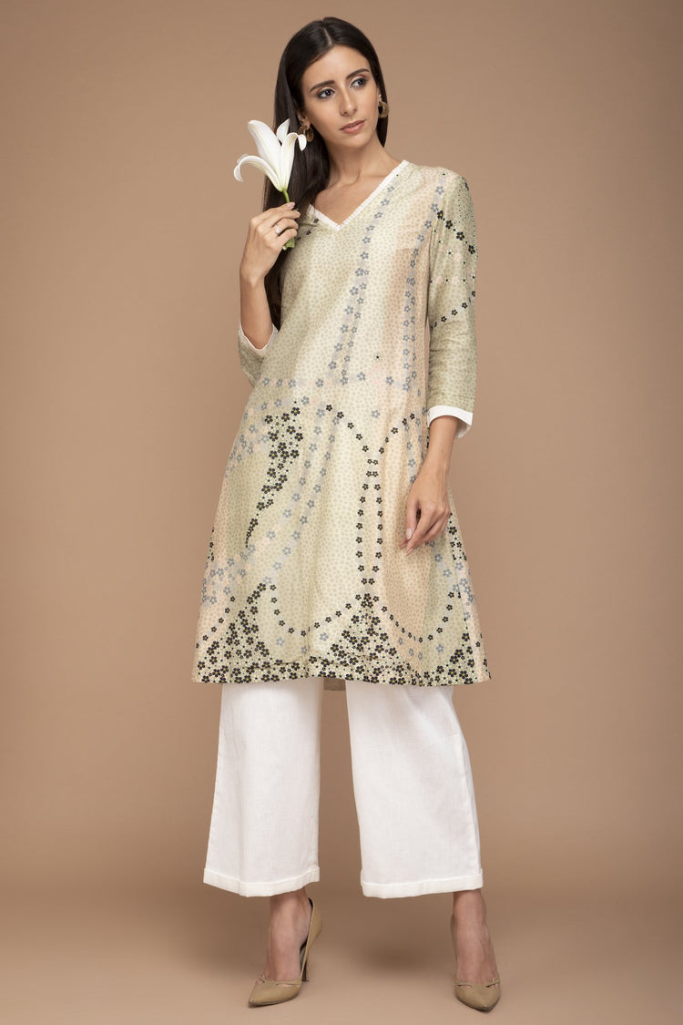 Pistachio Digital Scallop Printed Tunic Set