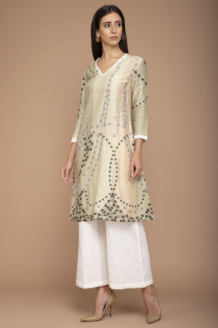 Pistachio Digital Scallop Printed Tunic Set