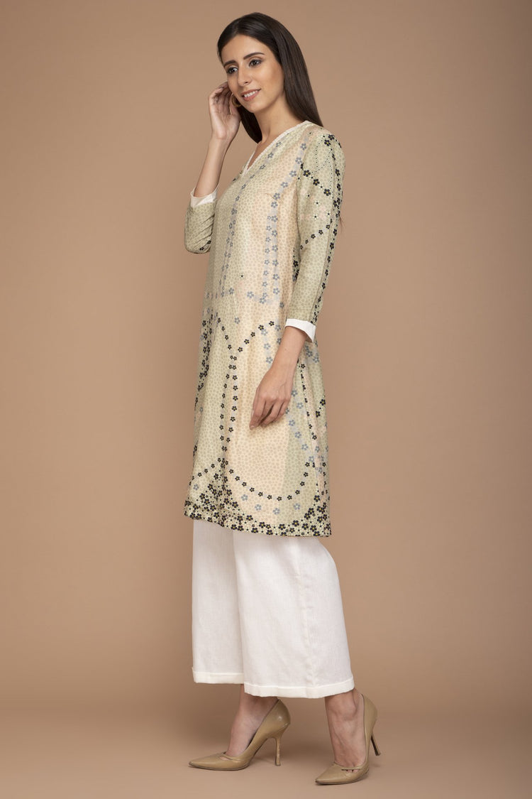 Pistachio Digital Scallop Printed Tunic Set