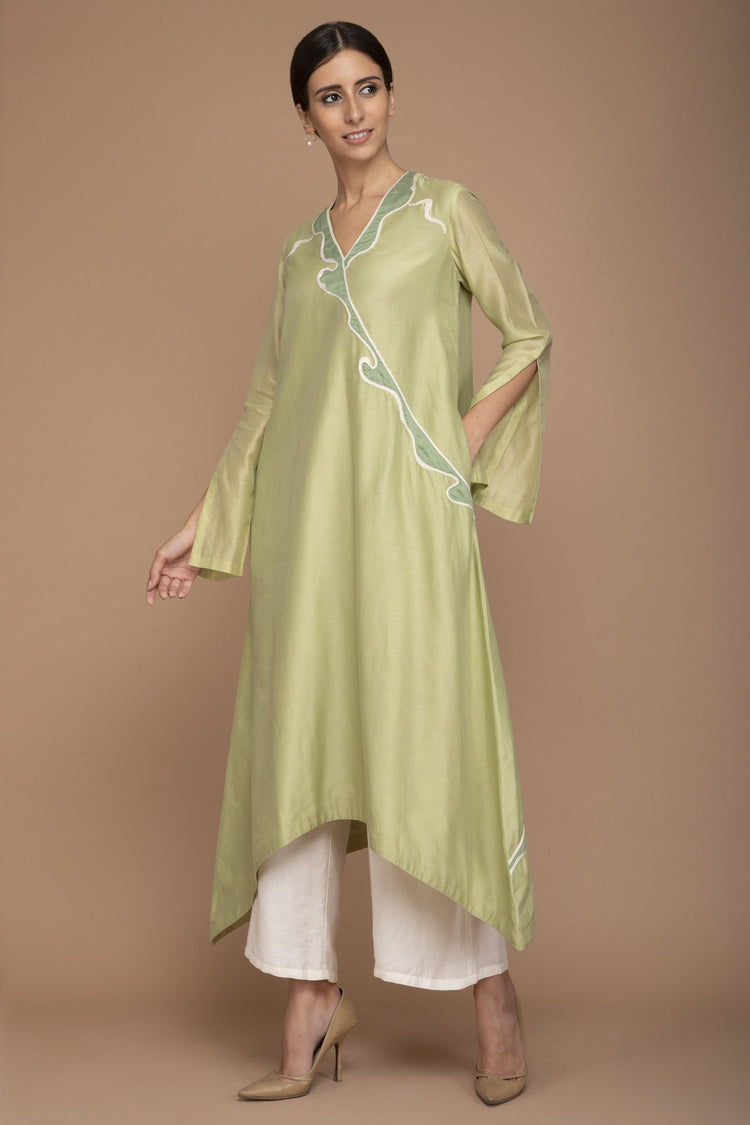 Pistachio Wave Applique Work Kurta Set