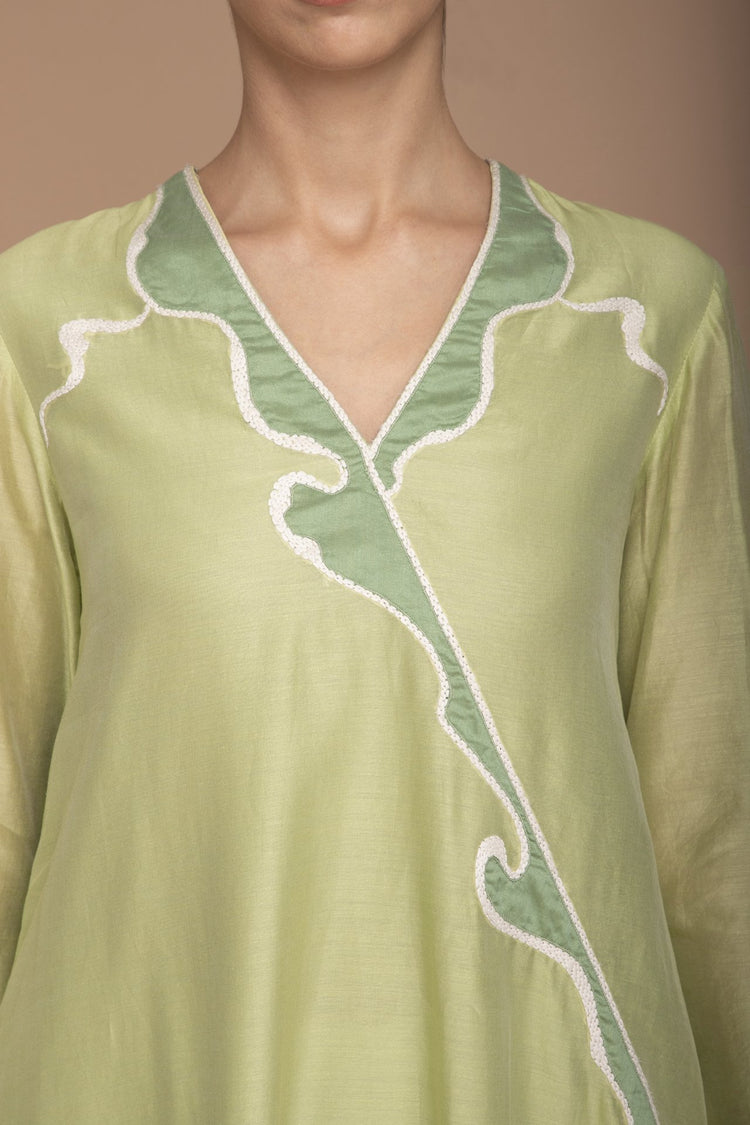 Pistachio Wave Applique Work Kurta Set