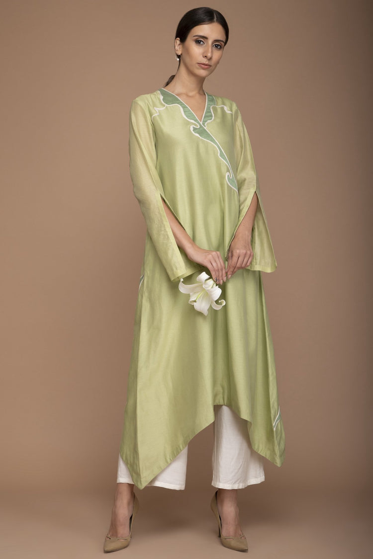 Pistachio Wave Applique Work Kurta Set