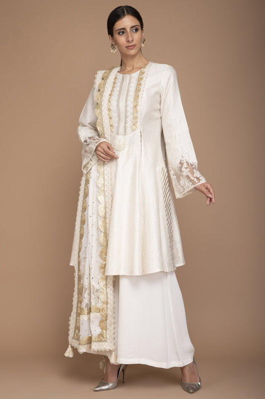 Navy Blue Kurta Set in Viscose Georgette