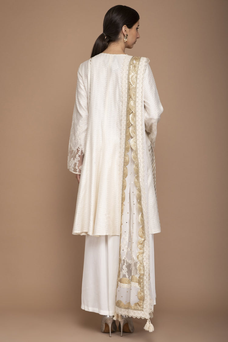 Navy Blue Kurta Set in Viscose Georgette