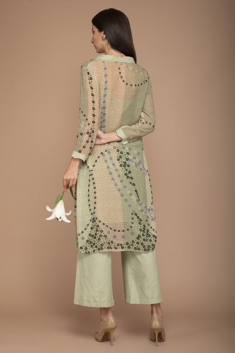 Green Printed Tunic with Pants
