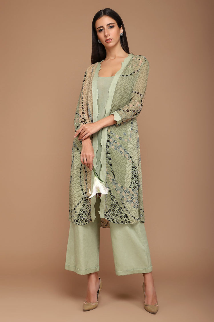 Green Printed Tunic with Pants