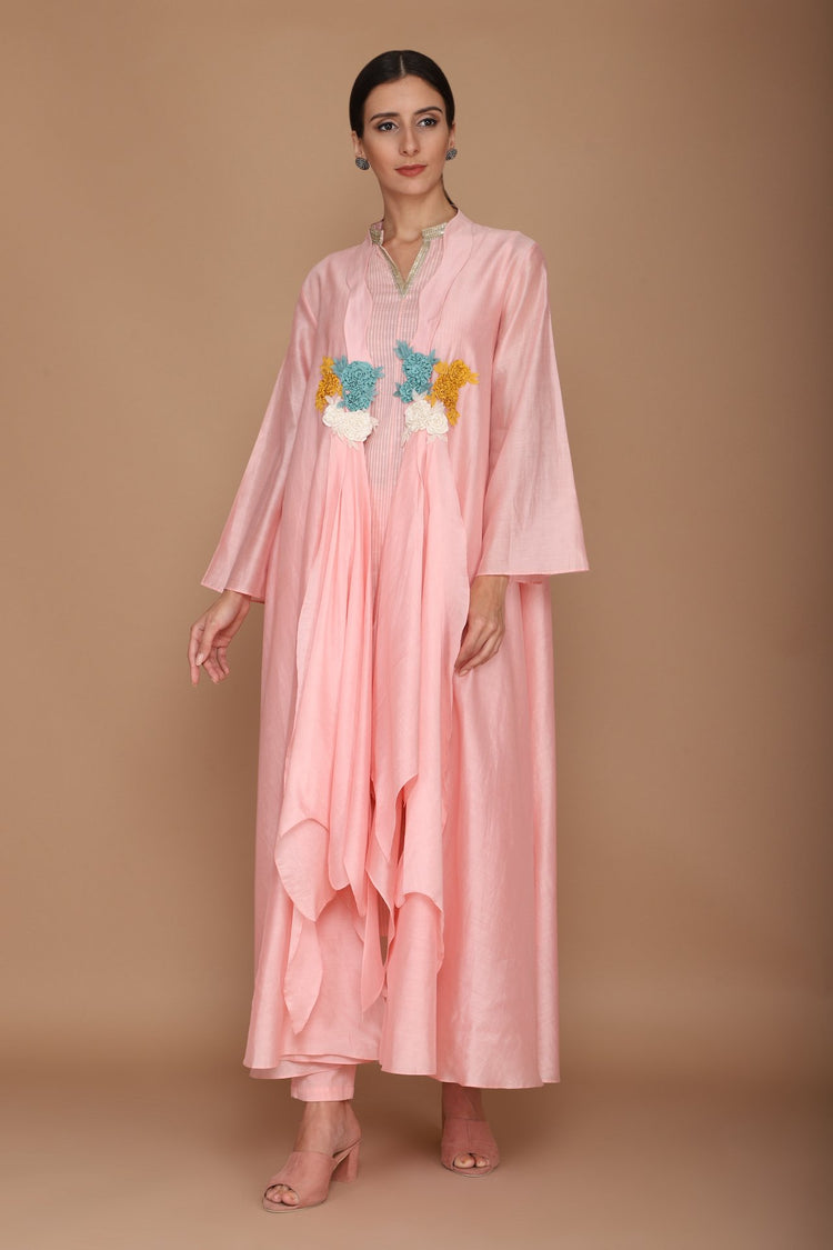 Plain Cape with Gathers and Hand Embroidery