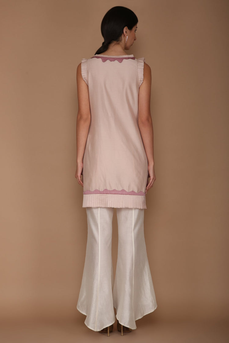 Light Lilac and Ivory Kurta with Tulip Pants and Ombre Wave Dupatta