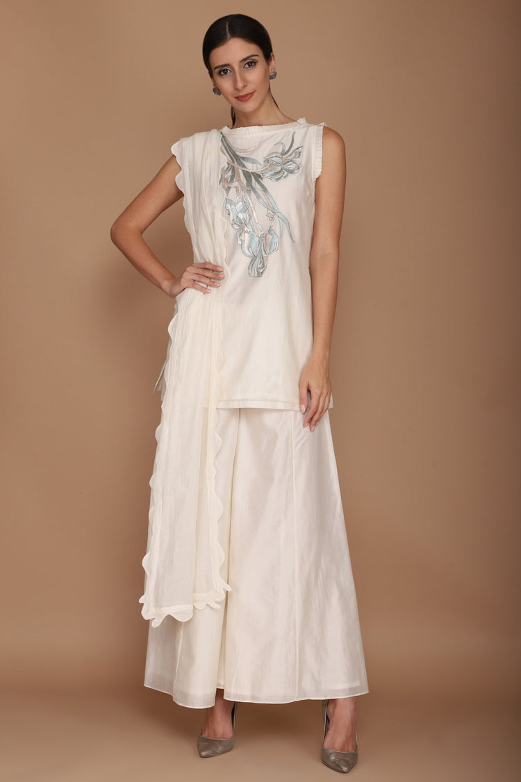 chanderi tunic with pallazo