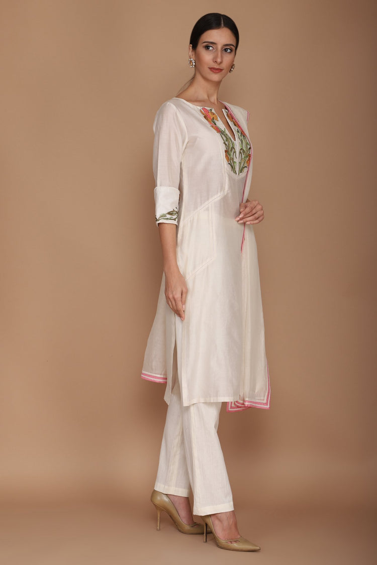 ivory embroidered kurta set