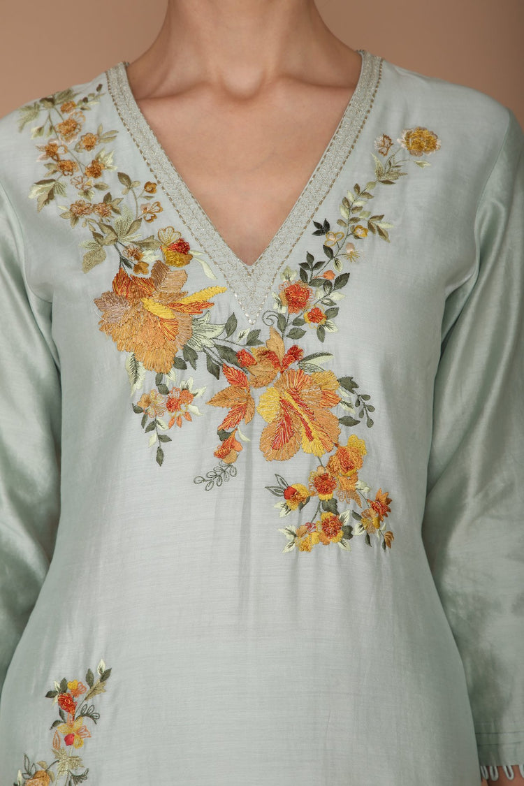 Powder Blue Chanderi Kurta Set