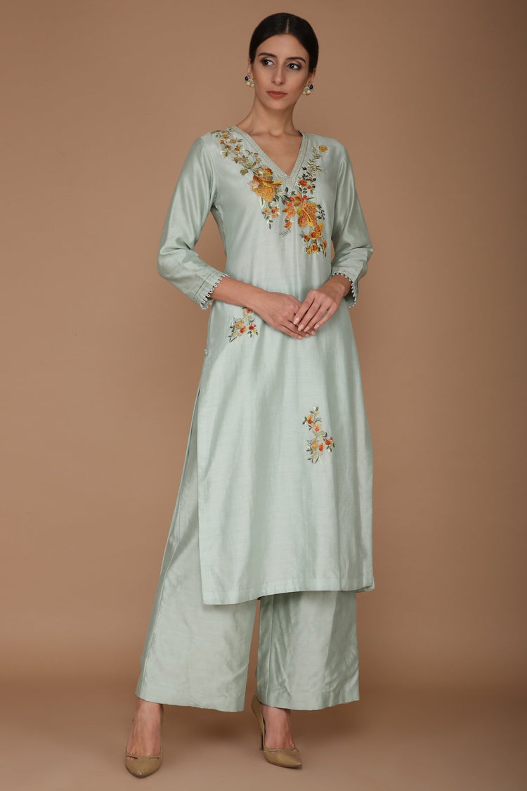 Powder Blue Chanderi Kurta Set