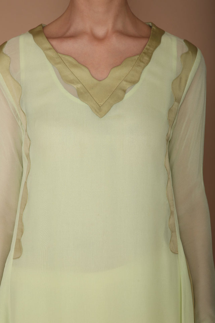 PISTACHIO COLOURED KURTA WITH KHADA PYJAMA & STOLE