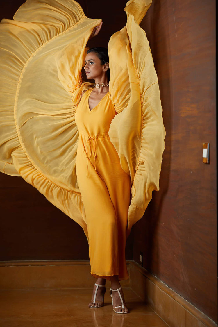 Light Orange Overlay & Jumpsuit Set