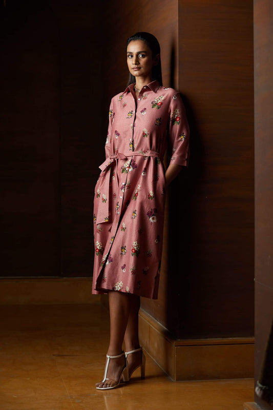 Signature Varun Bahl Floral Printed Shirt Dress