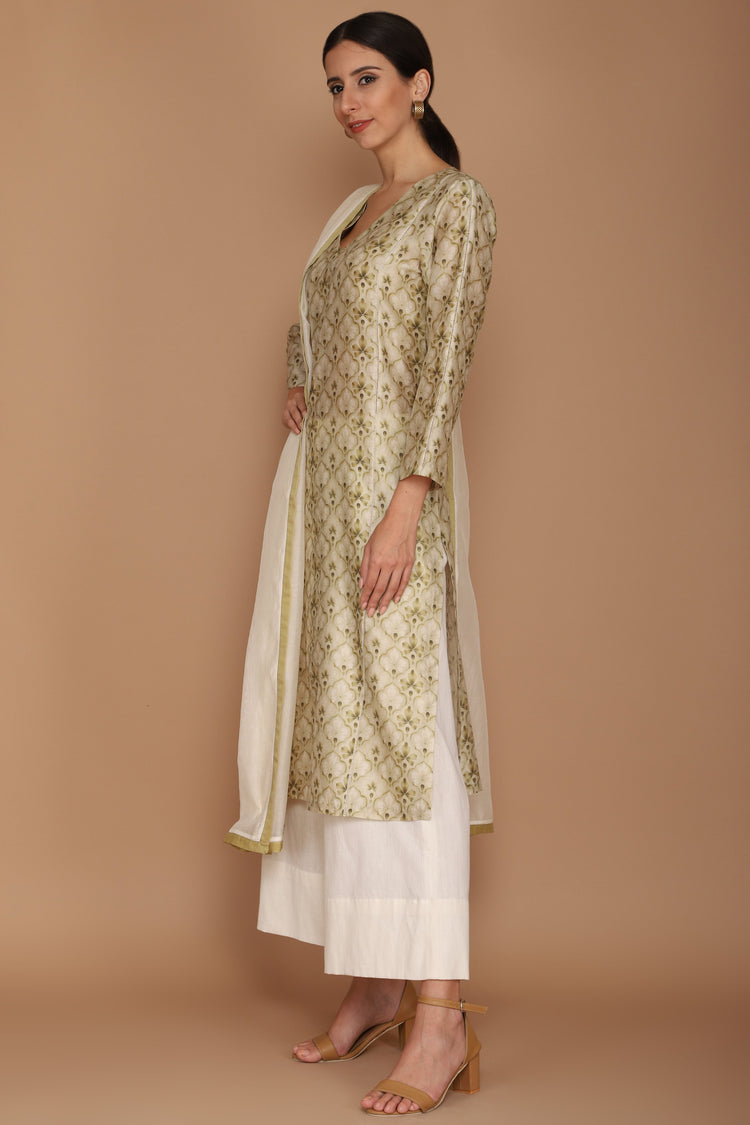 Chander Printed Kurta With Pants And Dupatta